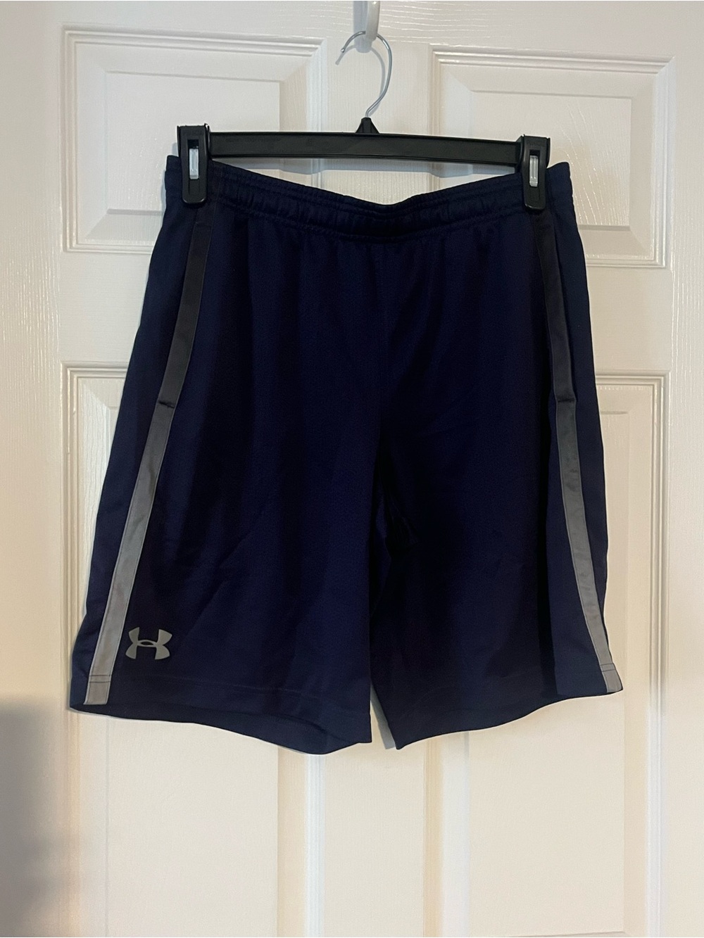 LG Navy Athletic Shorts with Gray Side Stripes